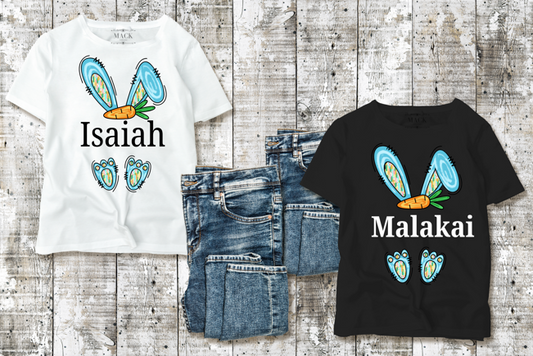 Custom Blue Bunny Ears T-Shirt